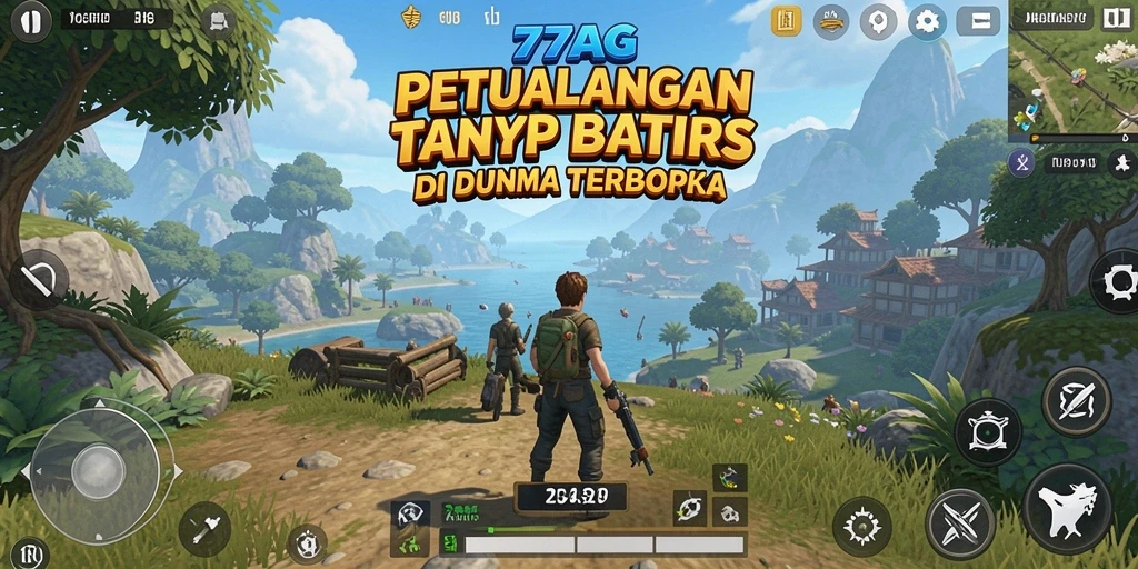 Screenshot 77AG menampilkan aksi eksplorasi mendalam di dunia terbuka.