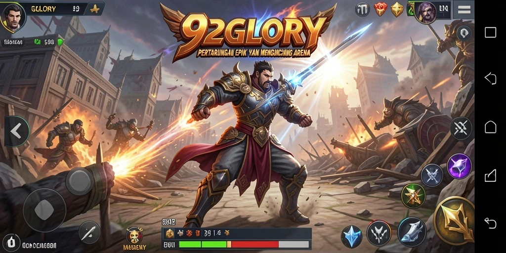 Tangkapan layar utama dari gameplay 92GLORY yang penuh aksi dan pertarungan seru.
