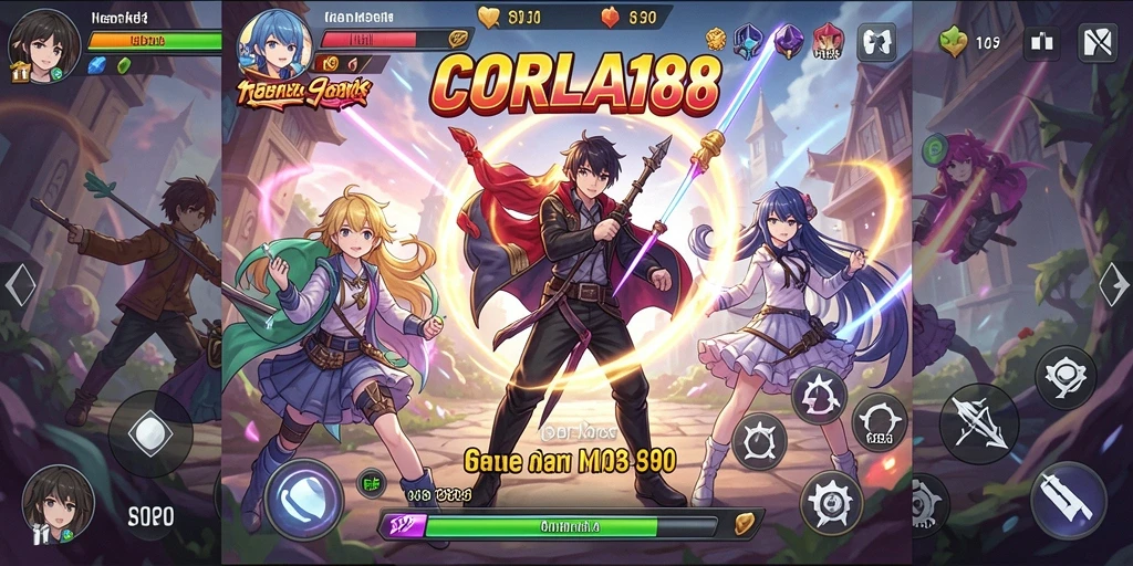 Screenshot CORLA188 menampilkan aksi pertarungan karakter Anime yang menarik.