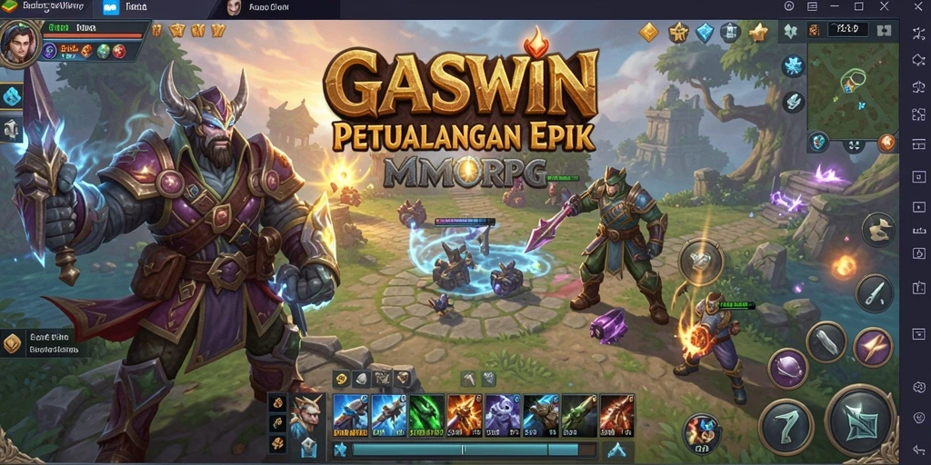 Tampilan gameplay GASWIN dengan pertarungan seru dalam dunia MMORPG.