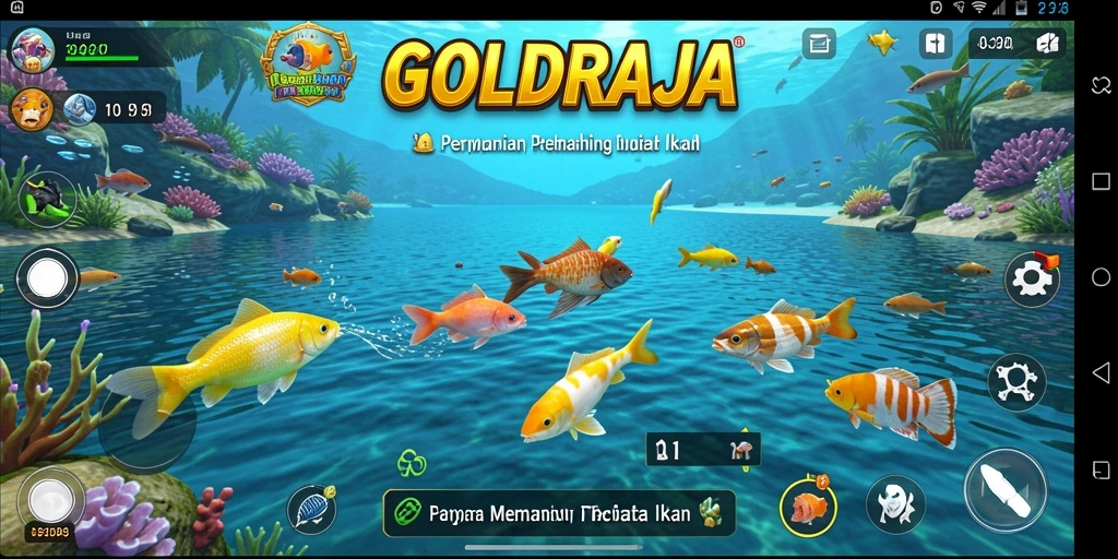 Tampilan gameplay memancing yang memukau dari GOLDRAJA.