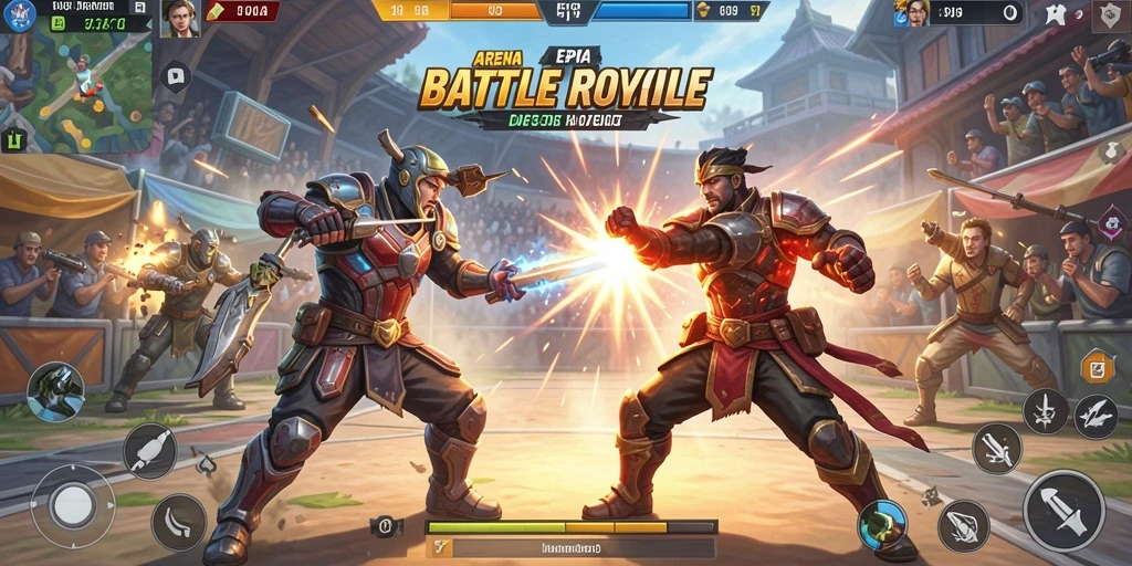 Gameplay seru dengan aksi pertarungan Battle Royale yang mendebarkan.