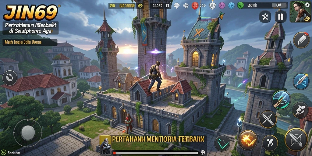 Screenshot JIN69 menampilkan aksi seru dalam game Tower Defense.