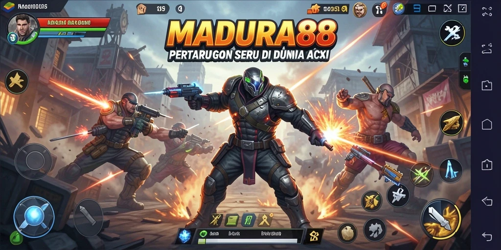 Tampilan gameplay MADURA88 menampilkan pertarungan yang mendebarkan dan aksi yang seru.