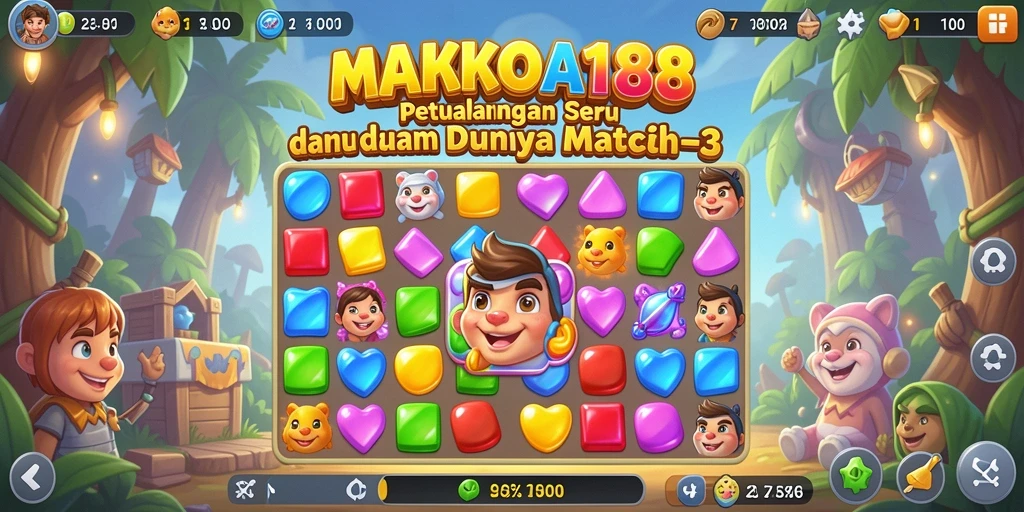 Screenshot gameplay MAHKOTA188 menampilkan keseruan mencocokkan permata.