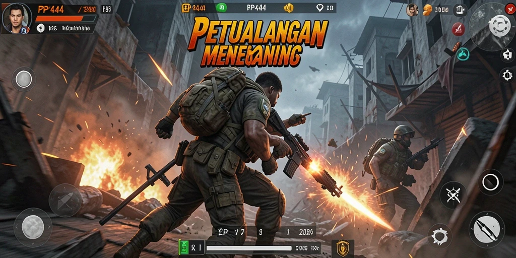 Screenshot gameplay aksi mendebarkan PP444.